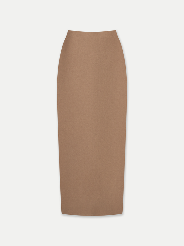 Milano Knit Pencil Skirt in Beige front flat view A.B.C A BRAND COLLECTIVE premium Milano knit