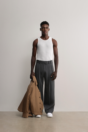 Windsor Waffle Knit Tank Top in Ivory worn as base layer