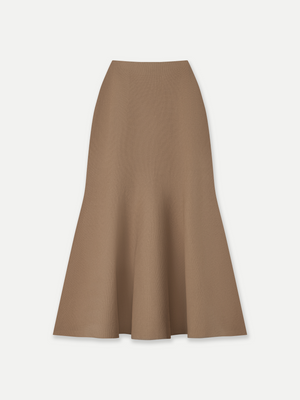 Milano Knit Midi Skirt in Beige front flat view A.B.C A BRAND COLLECTIVE durable viscose nylon blend