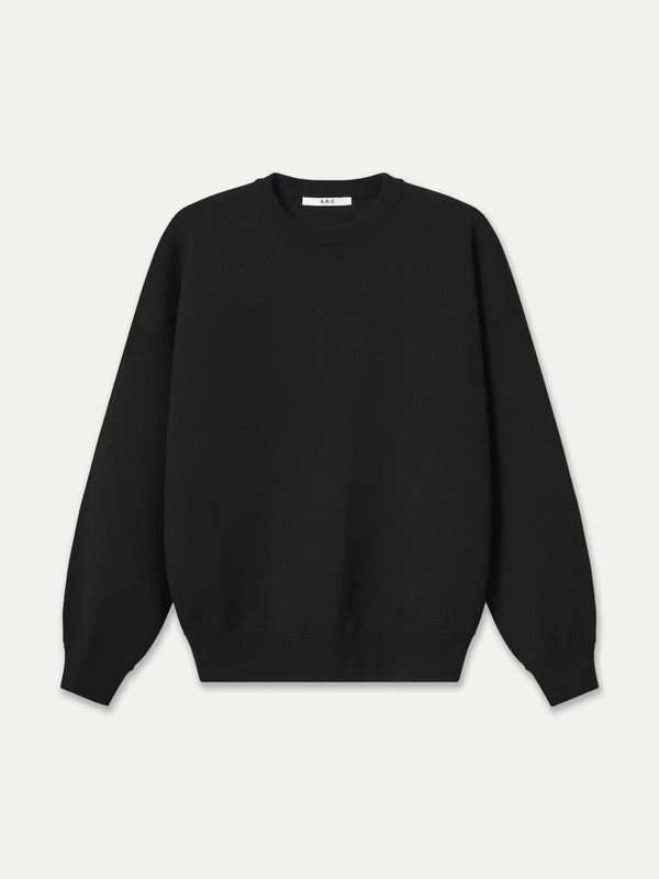 Glenorchy Crew Neck Sweater in Black front flat view A.B.C A BRAND COLLECTIVE