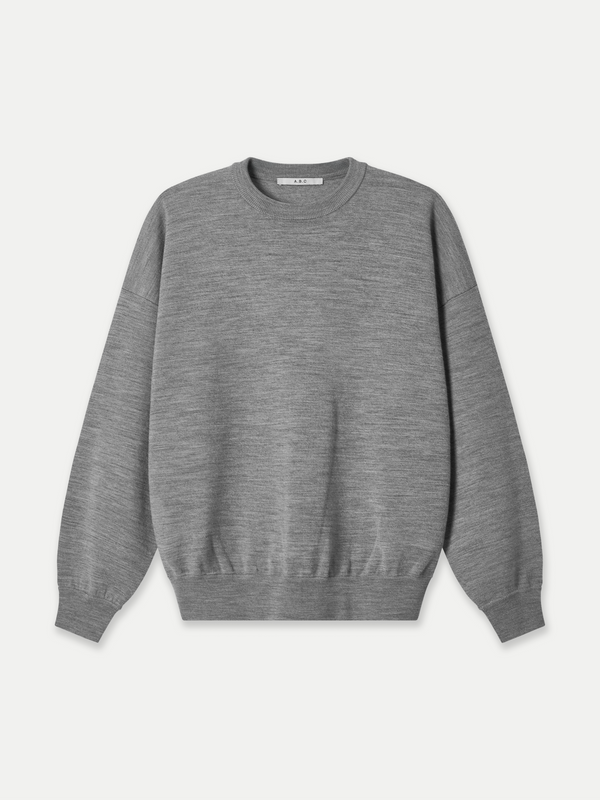 Glenorchy Crew Neck Sweater in Grey front flat view A.B.C A BRAND COLLECTIVE