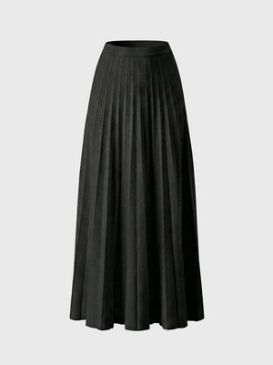 Prahran Pleat Knit Midi Skirt in Black front flat view A.B.C A BRAND COLLECTIVE graceful knit silhouette