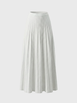 Prahran Pleat Knit Midi Skirt in White front flat view A.B.C A BRAND COLLECTIVE sophisticated pleating