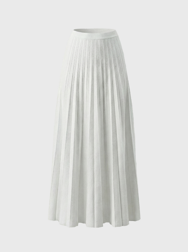 Prahran Pleat Knit Midi Skirt in White front flat view A.B.C A BRAND COLLECTIVE sophisticated pleating