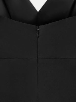 Back detail of black MOREE dress by A.B.C A BRAND COLLECTIVE, subtle shaping with a clean finish in cotton fabric.
