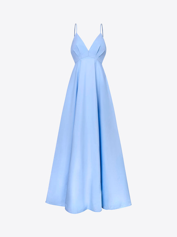 Blue MOREE maxi dress by A.B.C A BRAND COLLECTIVE in cotton poplin, light feel with a long, fluid shape that moves easily.