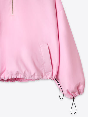 Close-up of the lightweight cotton poplin fabric and functional zip-up design of the Moree Anorak A.B.C A BRAND COLLECTIVE.