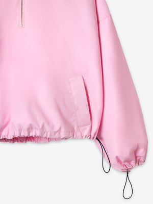 Close-up of the lightweight cotton poplin fabric and functional zip-up design of the Moree Anorak A.B.C A BRAND COLLECTIVE.