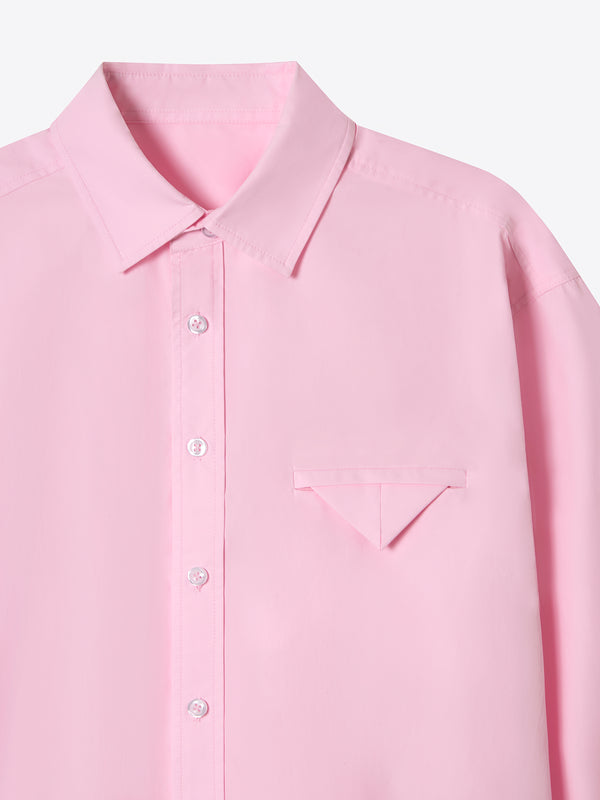 Close-up of the pink Moree Shirt A.B.C A BRAND COLLECTIVE showing the soft cotton poplin texture.
