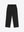 Minimalist back view of the black oversized KEW pants, featuring a relaxed and resilient 100% Good Earth Cotton design.