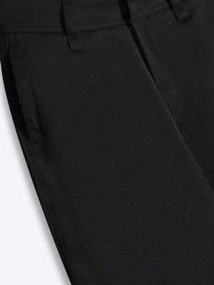 Detailed view of the black heavy twill texture, emphasizing the long-lasting wear of 100% Good Earth Cotton.