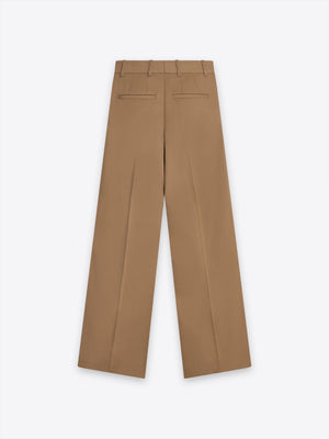 Beige Fitzroy Flat Front Straight Leg Trousers made of 100% Fibre Trace Wool by A.B.C.