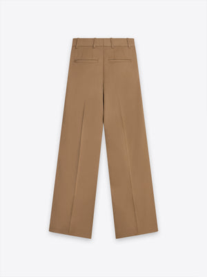 Beige Fitzroy Flat Front Straight Leg Trousers made of 100% Fibre Trace Wool by A.B.C.