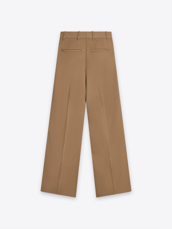 Beige Fitzroy Flat Front Straight Leg Trousers made of 100% Fibre Trace Wool by A.B.C.