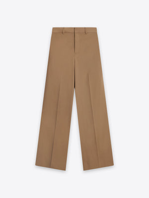 Beige Fitzroy Flat Front Straight Leg Trousers made of 100% Fibre Trace Wool by A.B.C.