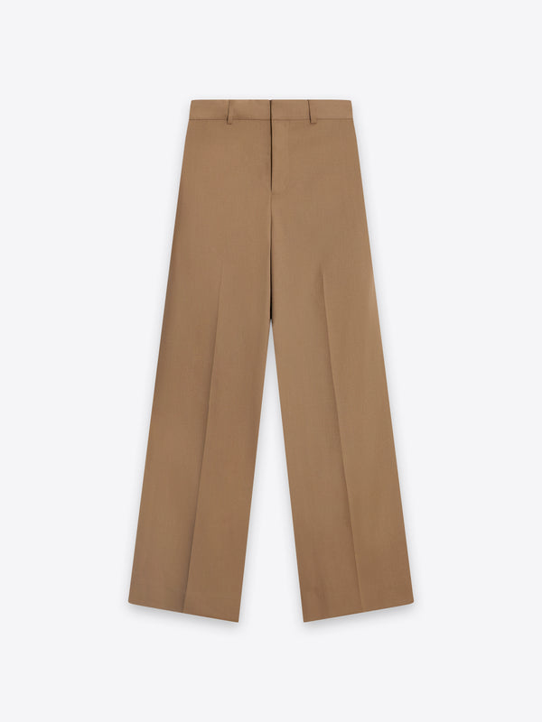 Beige Fitzroy Flat Front Straight Leg Trousers made of 100% Fibre Trace Wool by A.B.C.
