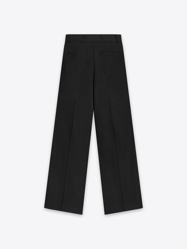 Black Fitzroy Flat Front Straight Leg Trousers made of 100% Fibre Trace Wool by A.B.C. 