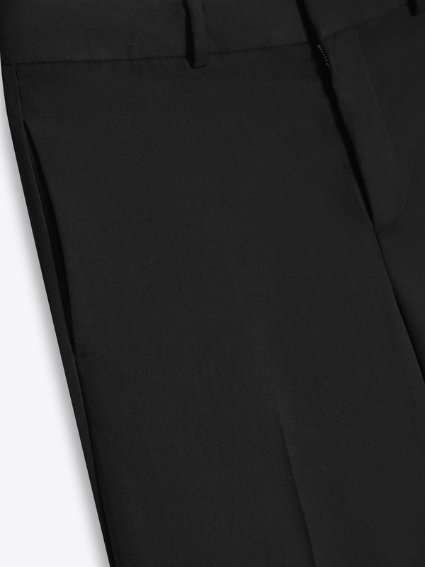 Black Fitzroy Flat Front Straight Leg Trousers made of 100% Fibre Trace Wool by A.B.C. 