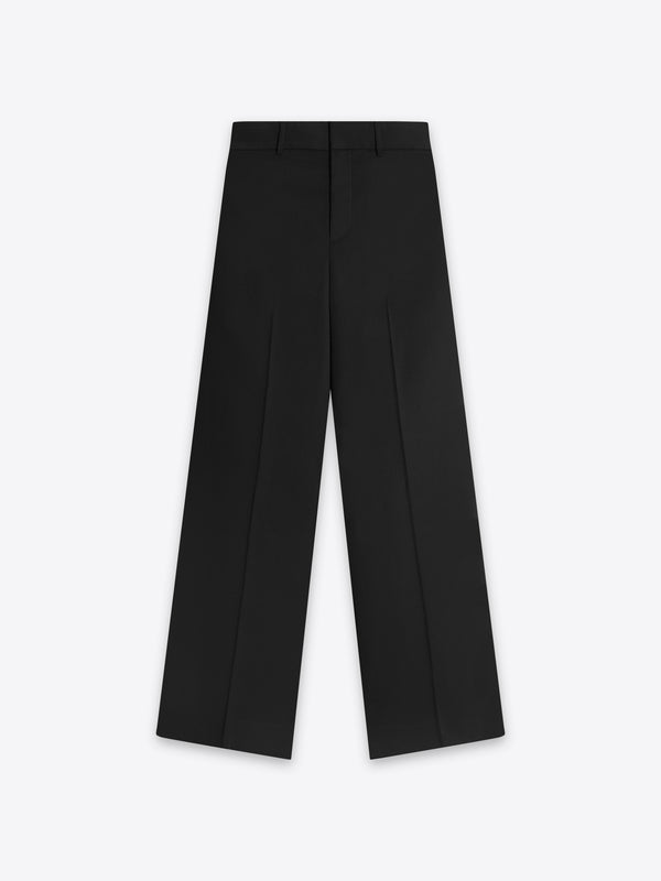 Black Fitzroy Flat Front Straight Leg Trousers made of 100% Fibre Trace Wool by A.B.C. 