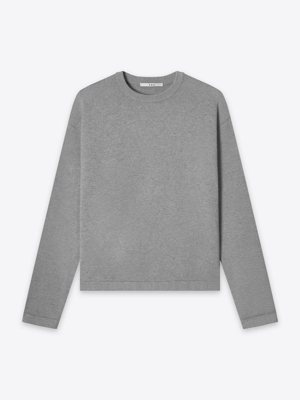 A.B.C Kyneton relaxed fit long sleeve crewneck knit top grey marle made of 100% Good Earth Cotton.